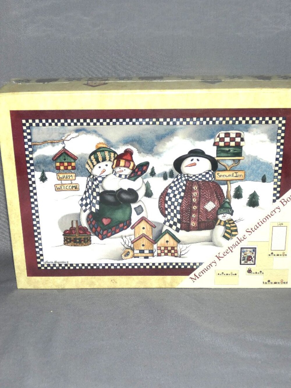 Vintage New Seasons Snowman Memory Keepsake Stationery Box New Unopened